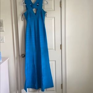 Maxi Herve Leger Turquoise dress